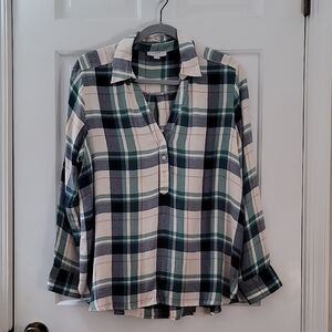 LOFT Outlet Plaid Flannel Pullover Shirt